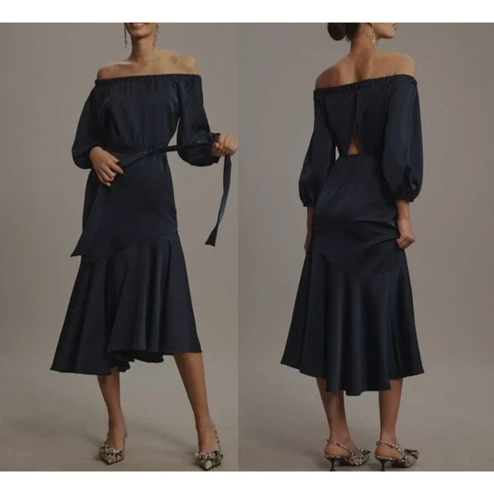 Sachin & Babi Kai Mermaid Off The Shoulder Dress in Moroccan Black Sz 4 $475‎